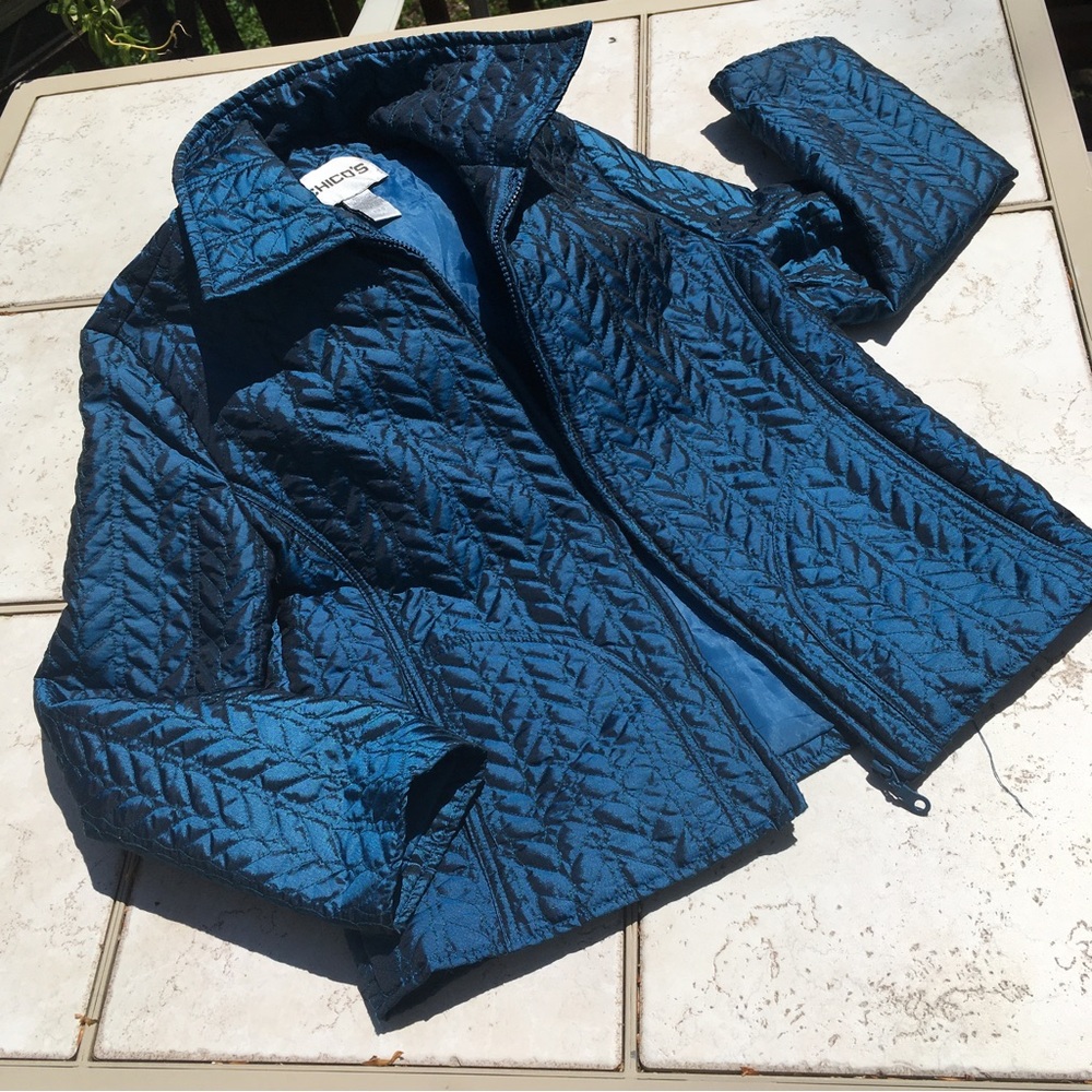Chicos Chevron Puffer Jacket Size S